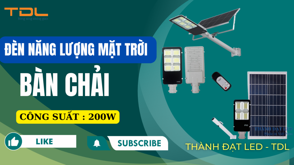Đèn năng lượng mặt trời bàn chải 200w